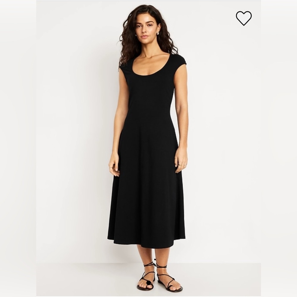 Old Navy Fit & Flare Black Midi Dress